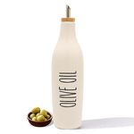 HOMCDALY Ceramic Olive Oil Dispenser Bottle, White Oil Dispenser Bottle for Kitchen, Large Capacity 16.9oz Oil and Vinegar Bottles Dispenser Set, Oil Container, Kitchen Olive Oil Cruet(W-O)