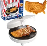 Great American USA Waffle Maker- Make Giant 7.5" Patriotic Waffles or Pancakes w Pride- Electric Nonstick Waffler Iron- America Spirit Party, Breakfast, Brunch Baker with Recipe Guide, Trump Gift