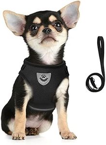 FEimaX Dog Harness and Leash Set for Walking, Soft Mesh Adjustable Easy Control Lightweight Cat Vest Harnesses with Reflective Strips, Escape Proof Small Dogs Cats Vests (Black, Small)