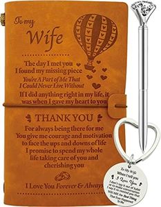 To My Wife Gifts, Wife Journal with Pen, I Love My Wife Keychain, To My Wife Leather Journal 140 Pages Notebook Diary, Gift for Wife Romantic from Husband, Gifts for Wife Birthday Anniversary