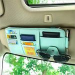 SEMBEM Car Sun Visor Organizer, Auto Interior Accessories Pocket Organizers, Registration and Document Holder, Storage Pouch Organizer, Interior Accessories Pocket Organizer (Blue)