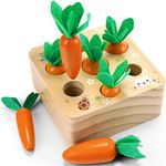 Wdmiya Baby Toys for 12 Months Wooden Montessori Toys Baby Sensory Carrot Sorting Toy Toddlers Educational Toys for 1 2 3 Years Old Boys Girls, Babies 1st Birthday Easter Gifts