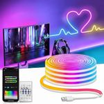 Desidiya® RGB Neon LED 5Mtr Strip Light with App & Remote Control | Music Sync | USB Powered | Waterproof & Flexible Led Rope Light Room, Gaming, Party, Diwali & Home Decoration Ceiling Strip Lights