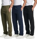 Real Essentials Men's Open Bottom Mens Sweatpant Men Tech Fleece Active Sports Sweat Sweats Athletic Training Pant Track Gym Running Casual Heavy Sweatpants Pockets Pants - Set 7, 3XL, Pack of 3