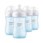 AVENT Philips Natural Baby Bottle With Natural Response Nipple, Blue, 9Oz, 4Pk, Scy903/24