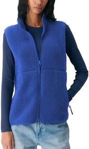 Hixiaohe Sherpa Fleece Vest for Women Trendy Warm Sleeveless Vests Jacket Lightweight Zip Coats with Pockets Fall Outerwear(Dark-Blue,L)