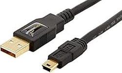 Amazon Basics USB-A to Mini USB 2.0 Fast Charging Cable, 480Mbps Transfer Speed with Gold-Plated Plugs, 1.8 m, Black