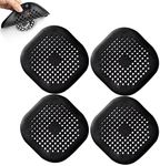 Philbinden 4 Pieces Shower Drain Hair Catcher Bathtub Stopper Home Drain Protectors Drain Cover with Sucker Water Trap Sink Cover for Bathroom Bathtub and Kitchen (Black), (BN-026QA-US)