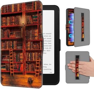 Fintie Case for All-New 7" Kindle Paperwhite (12th Generation, 2024) and Kindle Colorsoft - Lightweight Slim Shell Cover with Hand Strap Auto Sleep/Wake, Library