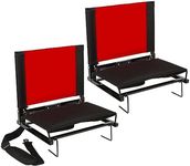 Stadium Seating for Bleachers, Bleacher Seats with Backrest Padded Cushions for Adults and Child Portable Folding Football Stadium Chairs with Back Support in Red Black, 2 Pack
