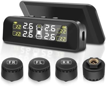 Geloo TPMS Solar ReifendruckKontrollsystem Universal mit 5 Alarmmodi Reifendruck mit Externen Reifendrucksensor 22-87 psi für Camper,Auto, SUV, KFZ