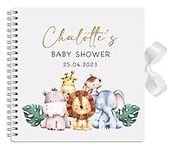 Personalised Baby Shower Guest Book Photo Album Memory Large Scrapbook - 30cm x 30cm with Watercolour Effect (Lion)