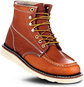 EVER BOOTS "Weldor Men's Moc Toe Construction Work Boots Wedge Soft Toe (11 D(M), Brown)