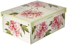 LAVATELLI Collection Midi Peony, Decorative, Cardboard lids and Handles, Clothes, Toy Box Baskets, Teddy Storage, Medium, Peonies