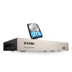 ZOSI 8CH 4-in-1 1080P Surveillance Dvr Recorders Security System with 2TB Hard Drive for HD-Tvi, Cvi, Cvbs, Ahd 960H/720P/1080P CCTV Cameras, Motion Detection, Remote Viewing