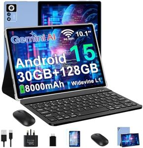 Android 15 Tablet 10 Inch, Gemini AI, 30GB RAM+128GB ROM (TF 2TB), 5G WiFi Tablets,Widevine L1 | 8000mAh | Octa-Core | 2.0GHz | 5G WiFi | BT 5.0 | 5+8MP, 2-in-1 Tablet with Keyboard and Mouse - Blue