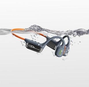 True Bone Conduction Swimming Headphones with Bluetooth 5.4 & MP3 Player Mode 32GB Built-in Memory IPX8 Waterproof Screen Display Pain-Free Open-Ear Earphone for Sport and Work (Navy Blue)
