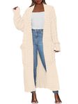 ANRABESS Womens Long Cardigan Sweater 2024 Oversized Coat Long Sleeve Open Front Knit Maxi Outwear Fall Trendy Jacket Clothes, Beige, Large