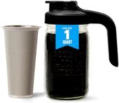 County Line Kitchen Cold Brew Coffee Pitcher with Lid - Wide Mouth, 1 Quart (32 oz) - Heavy Duty, Leak Proof - Sun & Iced Tea Dispenser, Cold Brew Coffee, Breast Milk Storage, Water & More - Black