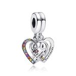 H.ZHENYUE Puzzle Piece Hearts Splittable Friendship Dangle Charm 925 Sterling Silver Pendant, Girl Jewelry Beads Gifts for Women Bracelet & Necklace, Sterling Silver, Cubic Zirconia