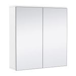 costoffs 2 Doors Bathroom Mirror Cabinet Wall Mounted Bathroom Storage Cupboard with Mirror Adjustable Shelf Cabinet for Bathroom Shower Room, Living Room, Laundry Room, Mudroom, White