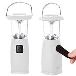 Solar Hand-Up Crank Dynamo LED Light Lantern Lamp, Wind Up Lamp Dynamo Torch Camping Lamp for Camping Hunting Hiking Sailing Travelling (White, 2 Pack)