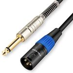 JOLGOO 1/4 Inch TS Mono to XLR Male Cable, Unbalanced 6.35mm Mono Plug to 3-pin XLR Male, Quarter inch TS Male to XLR Male Microphone Cable, 3.3Feet/1 M