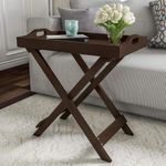 WIQOWEG Engineered Wood Lavish Home Folding End Table With Removable Tray Top, 22-Inch Tall (Brown)