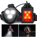 ICOCOPRO Run Light, Running Light for Runners -500 Lumens, 360°Adjustable Beam, IPX4 Waterproof - USB Rechargeable LED Chest Lamp Body Torch with Rear Safety Warning (3 Beads)