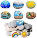 DECORKEY 24PCS River Rocks for Painting, Summer Decorations Garden Decor, Smooth Unpolished Kindness Rocks for Arts & DIY, 2-3inches Natural Stone Perfect for Kids Party, School Events, Crafts