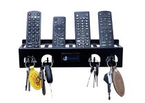 Invont Wall Mount Remote Holder | Metal Key Holder | Matt Black Powder Coated 1mm Thickness Steel - Compatible with TV | AC | DVD | DTH | Remotes | AC Remote Wall Stand | TV Remote Holder | Wall Shelf