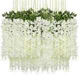 Pauwer 24 Pieces Artificial Flowers Fake Wisteria Garland Hanging Wisteria Silk Flowers for Home Decoration Weddings Home Garden Party