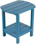 Nalone Adirondack Side Table 16.5" Outdoor Side Table HDPE Plastic Double Adirondack End Table Small Table for Patio(Navy Blue)