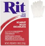 All Purpose Concentrated Rit Dye Powder Single Pack with Plastic Gloves for Clothing, Decor, and Crafts Scarlet Red