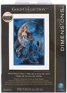 Dimensions 70-35393 Wind Moon Fairy Gold Collection Counted Cross Stitch Kit, 16 Count Grey Aida Cloth, 10'' x 15''