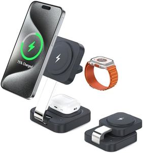 Portable Wireless Charger for iPhone, 3 in 1 Charging Station for Apple Devices, Fast Foldable Mag-Safe Charger Stand Compatible with iPhone 16/15/14/13/12 Series & iWatch & AirPods
