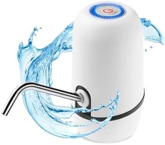 NK Distributeur d'eau en Bouteille Automatique - Chargeur USB, en Acier, sans BPA, Eau Froide, 1200mAh, Carafes et Bouteilles 1.5L, 5.7L, 10L, 11.3L, 15L, 18.9L, Blanche (2 Adaptateurs 3.8 & 4.8cm)