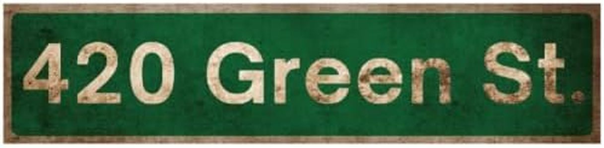 Weed Party Decorations. 420 Green Street Sign. Stoner Stuff. Trippy Room Accessories. Metal Outdoor/Indoor Large 4in x 17in Distressed, Rustic, Retro.