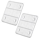 P&P CHEF Cooling Rack Pack of 2, Stainless Steel Small Cooking Rack for Cooling Baking Roasting Grilling Drying, Rectangle 9.7'' x 7.3'' x 0.6'', Fits Small Toaster Oven, Oven & Dishwasher Safe