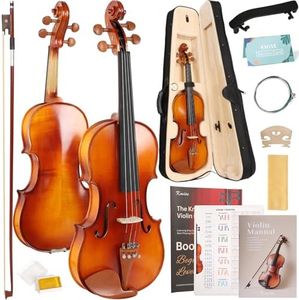 Kmise Violin 3/4 Full Set, Tough Jujube Wood Violins, Glossy Acoustic Fiddle for Adults, Beginners,Students with Violin Case, Rosin, Strings, Bow, Shoulder Rest, Beginner's Guide (Jujube, 3/4)