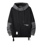 GURUNVANI Contrast Color Pullover Hoodie Mens Patchwork Hoodies Men