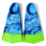 Fanwill Kids Swim Fins,Short Soft Silicone Flippers for Lap Swimming and Diving for Child,Girls,Boys,Adult ,Women (Colorful-Ocean Blue, XS)
