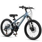 Glerc Skyline kids mountain bike for boys girls, 20 inch bike for 6 7 8 9 10 11 12 years teenagers, 3 or 7 speed bike with front suspension & disc brakes & sturdy frame,Blue