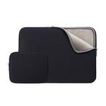 RAINYEAR 14 Inch Laptop Sleeve Case Cover Soft Fluffy Lining Bag with Accessories Pouch, Compatible with 14" Dell HP ThinkPad Lenovo Asus Acer Samsung Notebook Chromebook (Black, Upgraded Version)