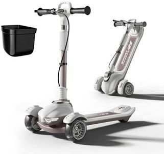 Aeneadbaby Large Kids Scooter, Toddler Scooter for Kids 3-18 & Adults, Safe Dual Brakes (Foot Brake/Hand Brake) & Bluetooth Music with Lights, 5-Level Adjustable & One-Click Folding Kick Scooter.
