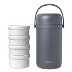 Salt FreshBite Pro - 4 Containers, Insulated Stainless Steel 316 Lunch Box | Double Wall Vacuum Insulation, 8 Hours Hot | Microwave Friendly Containers | Leak Proof Seal | 3 x 350ml + 450ml (Black)