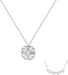 Diamond Dreams Jewels Four Leaf Clover Necklaces for Women Magnetic 2 in 1Shamrock Necklace for St. Patrick's Day Valentine's Day Women Teen Girl Party Statement Dress Sweater Anniversary (Silver)