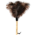 iHUFeather Ostrich Feather Duster 14 inch Feather Duster Fluffy Natural Genuine Ostrich Feathers with Wooden Handle and Eco-Friendly Reusable Handheld Ostrich Feather Duster for Cleaning Supplies