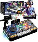 Kids DJ Mixer, DJ Decks for Baby Kids with 12 Tracks, Baby DJ Table with Light and Keyboard for Party, Interactive Musical Toy for Kids Aged 4 Years +, Educational Gifts for Kids Boys and Girls
