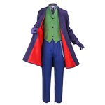 Joker Costume Halloween Cosplay Complete Set Dress Up for Adult Joker Coat Vest Pants with Accessories